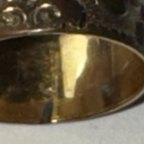 14 Kt Gp Wide Band Floral Ring, Size 6 1/2 - Picture 4 of 13